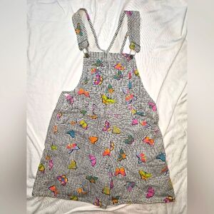 Esprit Vintage Butterfly Colorful Kids Checkered Overalls 90s Size Large